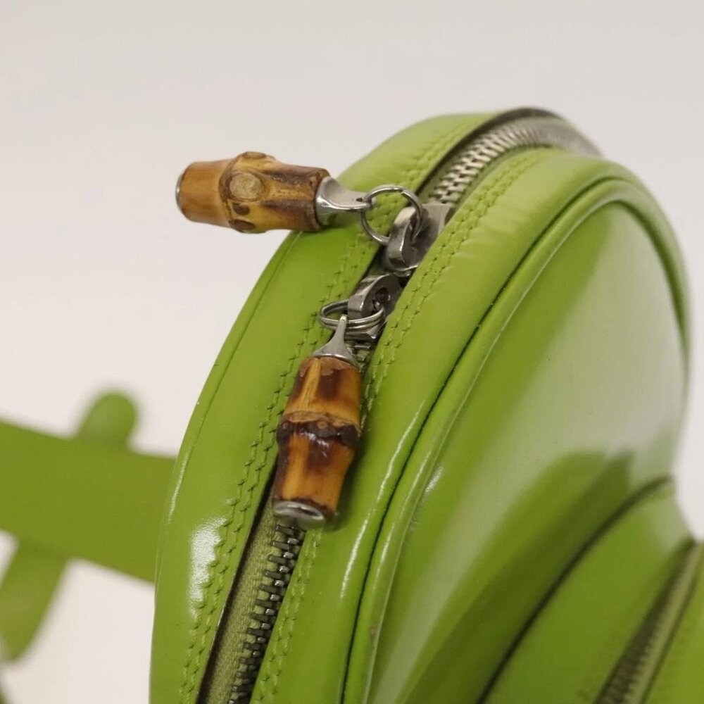 GUCCI Bamboo Body Bag Patent leather Green - Picture 9 of 16